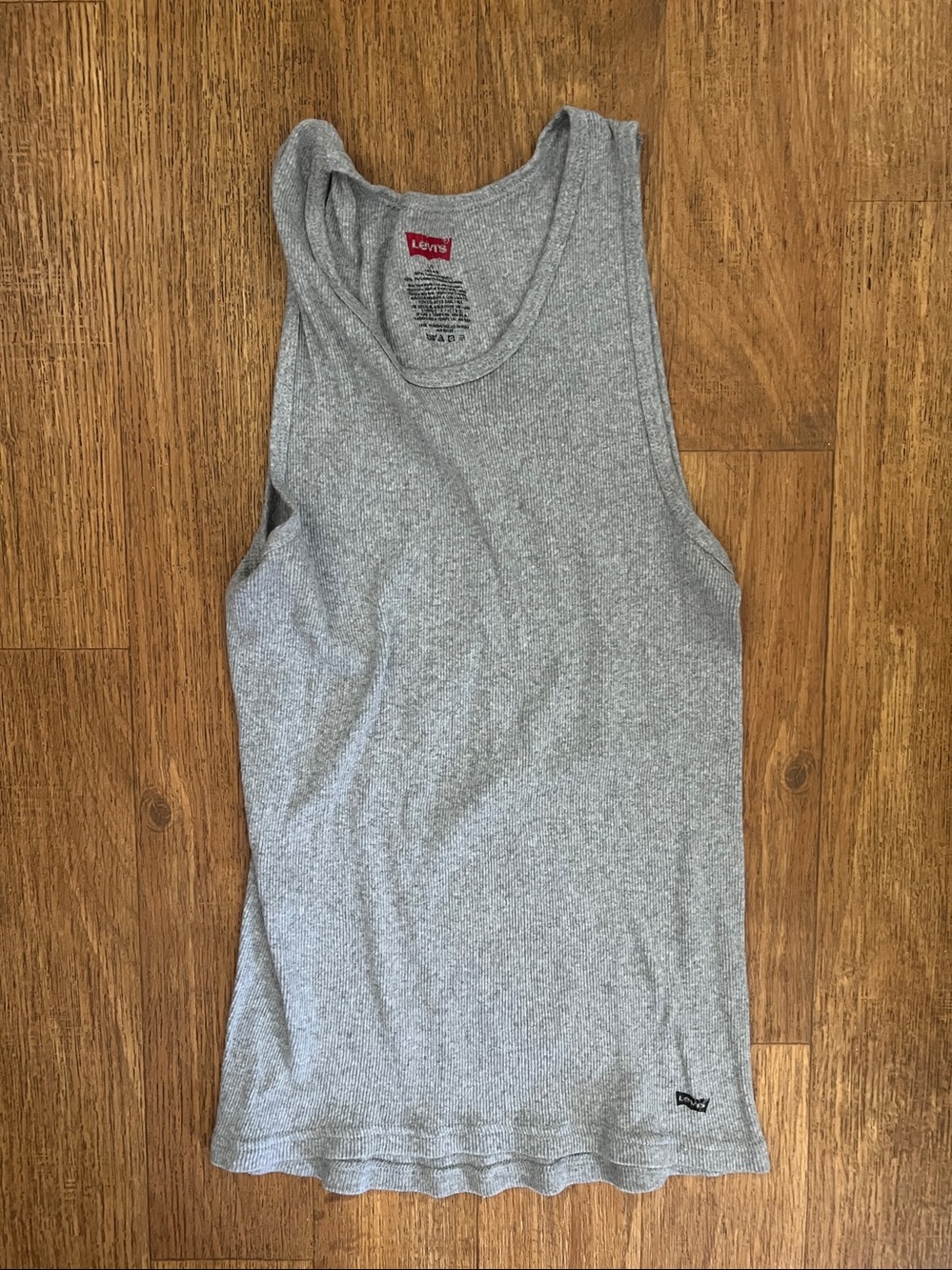 LEVI’S MEN WIFE BEATER SHIRT Classic Gray Ribbed Tank Top - Picture 3 of 3